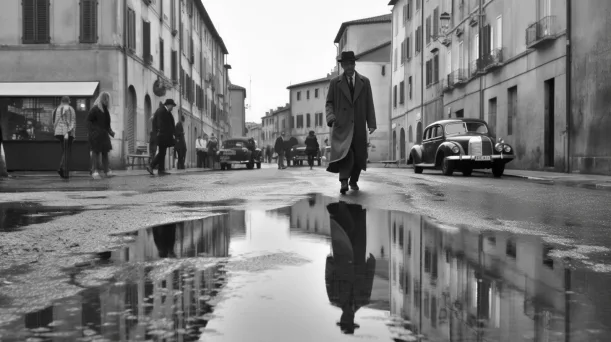 yecayeca a black and white street scene in the style of henri c d59aba95 1a8e 47b1 878b b3f606923cb4